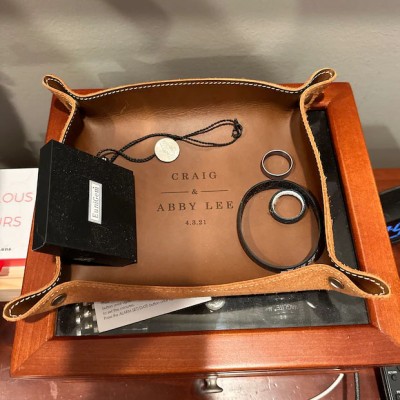 Custom Couples Engraved Leather Valet Tray Unique Anniversary Gift for Wife Husband Christmas Gift Ideas