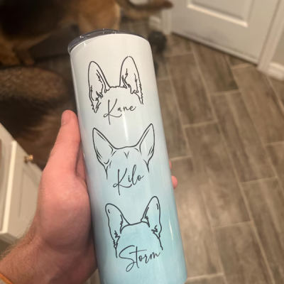 Personalised Engraved Dog Ear Tumbler with Name for Dog Lovers Unique Gifts for Pet Lovers