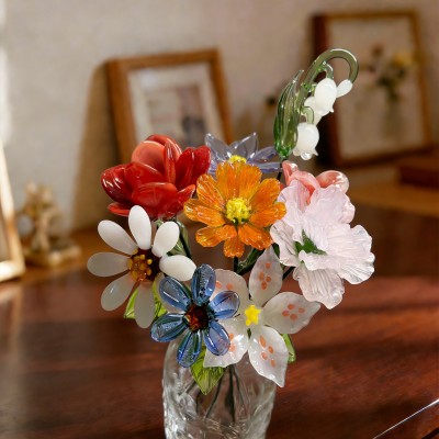 Custom Birth Flower Glass Bouquet Personalised Family Keepsake Gifts for Mum Grandma Unique Mother's Day Gift Ideas