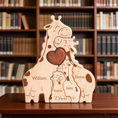 Personalised Giraffe Family Puzzle With Kids Names Mothers Day Gift Unique Family Gift For Mum Grandma Baby Shower