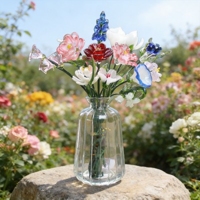 Custom Birth Month Gift Personalised Glass Flower Bouquet Gift For Mum Grandma Unique Family Keepsake Mother's Day Present