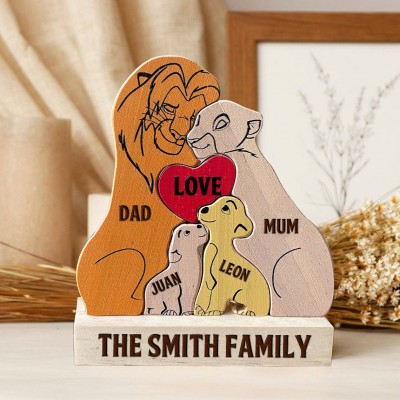Personalised Wooden Lions Family Puzzle with Engraved Names Keepsake Gifts for Family Christmas Gift for Mum Dad