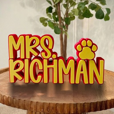 Personalised 3D Teacher Desk Name Plate Sign Office Decor Custom Gift for Teachers