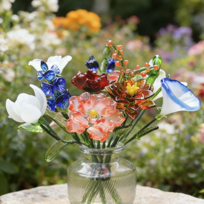 Custom Glass Flower Bouquet Personalised Birth Month Gift Unique Keepsake Gift For Mum Grandma Mother's Day Present