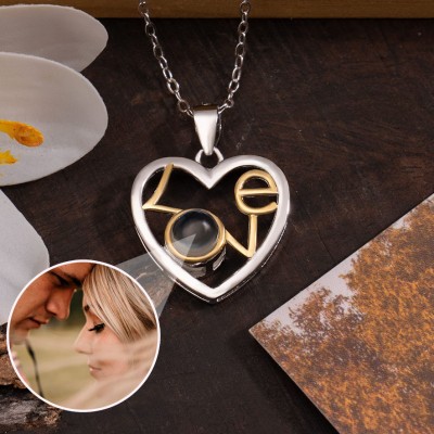 Personalised Heart Shaped Love Photo Projection Necklace With Picture Inside Unique Keepsake Gift For Couple