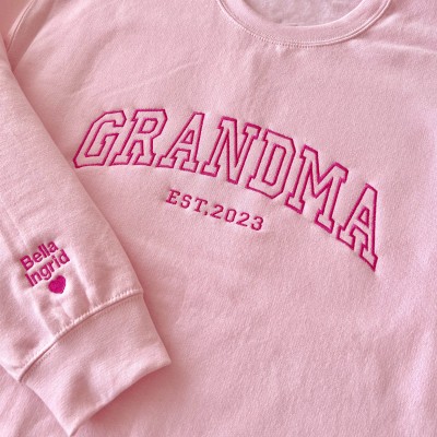 Custom Grandma Embroidered Sweatshirt Hoodie Unique Gift For Mum Grandma Christmas Gifts