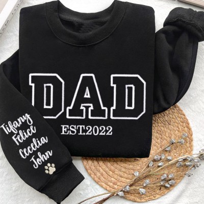 Personalised Dad Embroidered Sweatshirt Hoodie With Kids Names Unique Father's Day Gifts