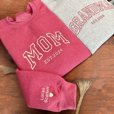 Personalised Mum Embroidered Sweatshirt Hoodie Family Gift For Mum Grandma Christmas Gift Ideas