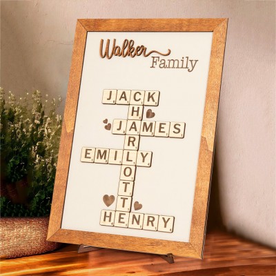 Custom Crossword Scrabble Wooden Family Puzzle Sign Family Keepsake Gifts Mother's Day Gift Ideas New Mum Gift