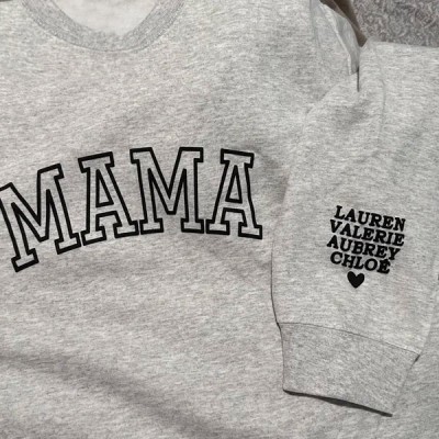 Personalised Mama Sweatshirt with Kids Names on Sleeve Birthday Gift for Mum New Mum Gift Mother's Day Gift Ideas