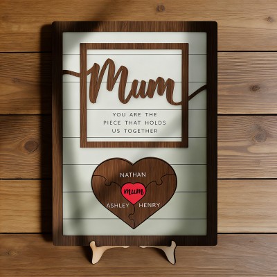 You Are The Piece That Holds Us Together Personalised Mum Sign Custom Wooden Puzzle Pieces With Kids Names Mother's Day Gifts For Mum Grandma