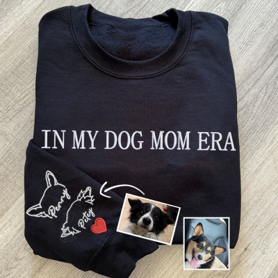 Personalised In My Dog Mum Era Dog Ears Outline Embroidered Sweatshirt Hoodie Unique Gifts for Pet Lover