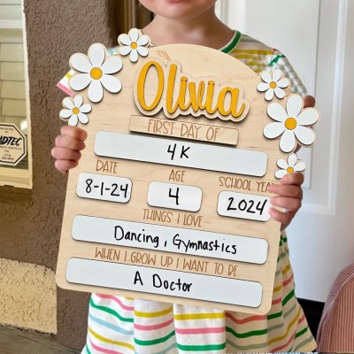 Personalised First Day of School Sign Back to School Photo Prop for Kids Unique Gifts for Boys Girls