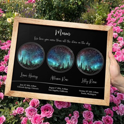 Custom Love You More Than All The Stars In The Sky Star Map Frame Sign Keepsake Gifts for Mum Christmas Gift