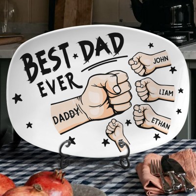 Custom Best Dad Ever Fist Bump Plate With Kids Names Unique Father's Day Gift Ideas