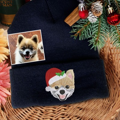 Personalised Embroidered Pet Dog Beanie Hat with Dogs Face on It Gifts for Dog Owners Christmas Gift for Pet Lovers