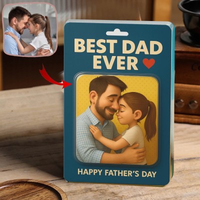 Best Dad Ever Block Plaque Custom Photo Dad And Kids Action Figure Acrylic Block Unique Gifts for Dad Father's Day Gift