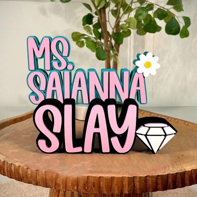 Personalised 3D Teacher Desk Name Plate Sign Office Decor Custom Gift for Teachers