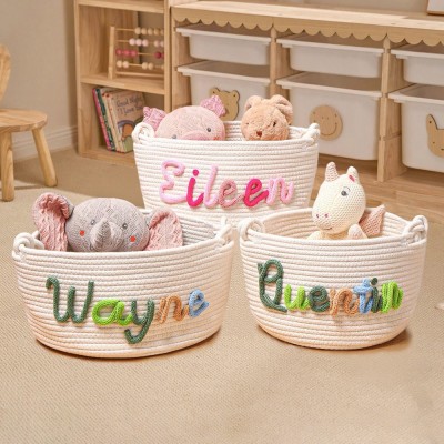 Personalised Handmade Baby Basket with Name Toys Storage Basket Baby Shower Gift Newborn Gift 