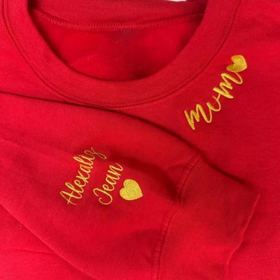 Personalised Mum Embroidered Sweatshirt with Kids Names on Sleeve New Mum Gift Unique Gifts for Mum Grandma Mother's Day Gift