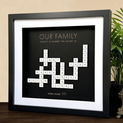 Personalised Scrabble Frame Family Tree - Custom Family Decor Gift for Parents, Ideal for Birthdays and Mother's Day