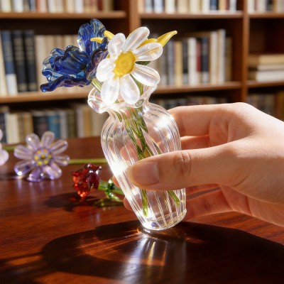 Personalised Mini Glass Birth Month Flower Bouquet – Birthday Keepsake Gift For Mum Grandma Mother’s Day Gift