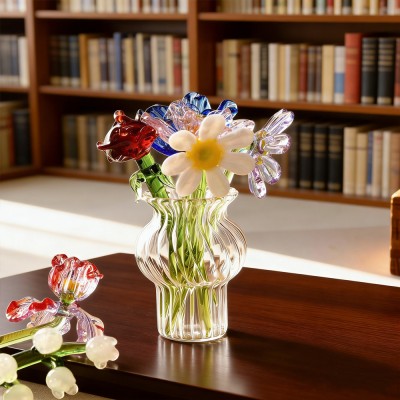 Personalised Glass Birth Month Flower – Custom Mini Bouquet Meaningful Gift For Mum Grandma Mother’s Day Keepsake