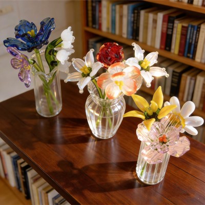 Personalised Glass Birth Month Flower Custom Mini Glass Flower Bouquet Unique Birthday Gift For Mum Grandma Mother's Day Keepsake