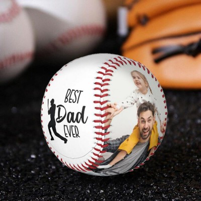 Custom Best Dad Ever Photo Baseball Keepsake Gift For Dad Father's Day Gift Ideas