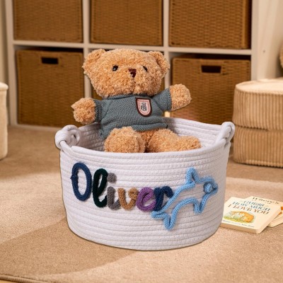 Personalised Handmade Baby Basket with Name Toys Storage Basket Baby Shower Gift Newborn Gift 