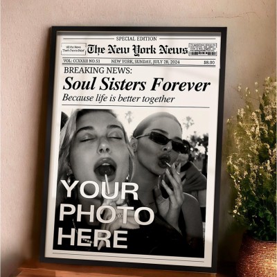 Custom Newspaper Print Frame Personalised Gifts for Friends Best Friend Gift Funny Gift for Her