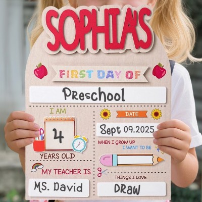 Personalised First Day of School Sign Back to School Photo Prop for Kids Unique Gifts for Boys Girls
