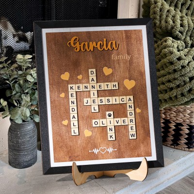 Custom Crossword Scrabble Family Wooden Puzzle Sign Keepsake Gifts for Family Unique Gifts for Mum Mother's Day Gift Ideas