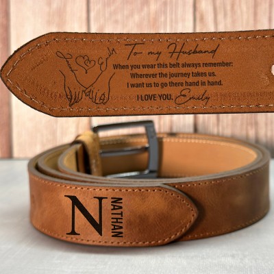 Personalised Engraved Leather Belt for Boyfriend Anniversary Gift for Husband Christmas Gifts