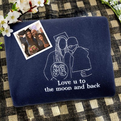 Personalised Embroidered Photo Portrait Outline Sweatshirt Anniversary Gifts for Her Valentine's Day Gifts for Couples