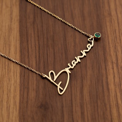 Personalised Name Necklace with Birthstone - Custom Birthday Keepsake Gift for Her, Perfect for Mother's Day