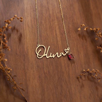Custom Name Necklace With Birthstone Personalised Birthday Keepsake Gift for Her Unique Mother's Day Gift Ideas