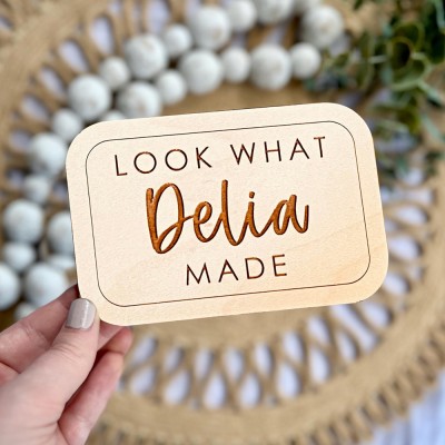 Look What I Made Magnet Personalised Kids Artwork Magnet Custom Wood Name Magnet Unique Child Artwork Display Magnet For Refrigerator