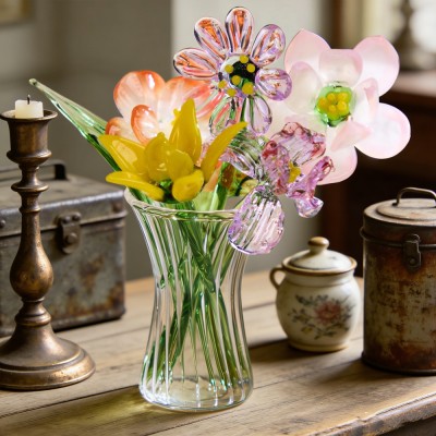 Personalised Glass Birth Month Flower Bouquet Custom Birthday Keepsake Gift For Mum Grandma Thoughtful Mother’s Day Gift