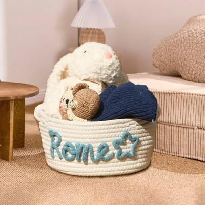 Personalised Handmade Baby Basket with Name Toys Storage Basket Baby Shower Gift Newborn Gift 