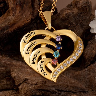 Custom Birthstones Design Necklace With Names Family Gift For Mum Unique Gift For Grandma