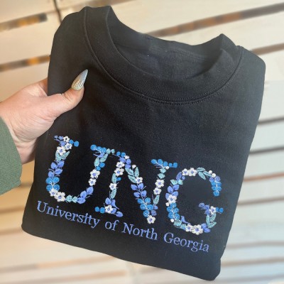 Personalised Embroidered Floral Letter College Sweatshirt Hoodie Perfect Graduation Embroidery Sorority Gift