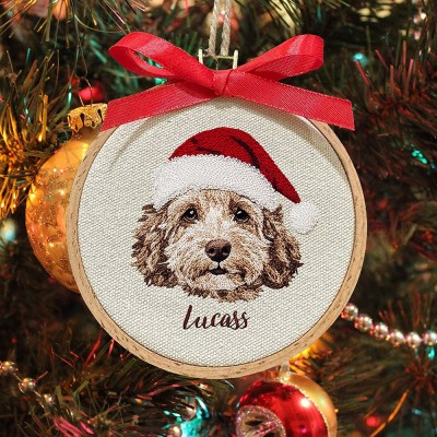Custom Embroidered Dog Portrait Photo Ornament Gifts for Dog Owners Pet Memorial Gift Christmas Gift for Pet Lovers