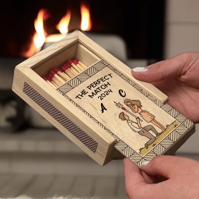 Personalised Couple Wood Matchbox Housewarming Gift Anniversary Gift Ideas Valentine's Day Gifts for Couples