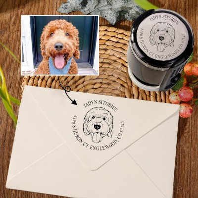 Custom Pet Portrait Address Stamp Personalised Return Address Stamp Gifts for Dog Lovers Memorial Gift for Pet Lovers