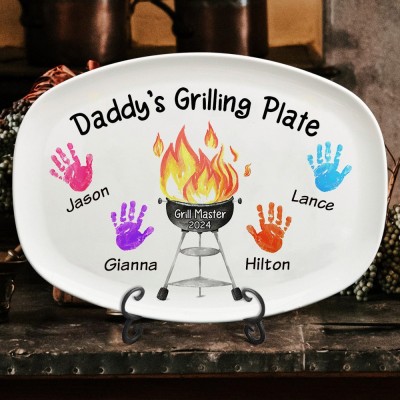 Personalised Handprint Daddy's Grilling Plate Father's Day Gifts