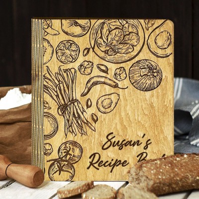 Wooden Recipe Book Blank Binder Personalised Gifts for Family Christmas Gift for Mum Grandma