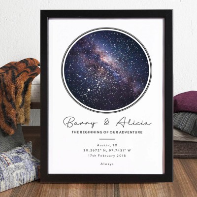 Constellation Star Map Print Frame for Couples Personalised Anniversary Gifts Christmas Gift Ideas