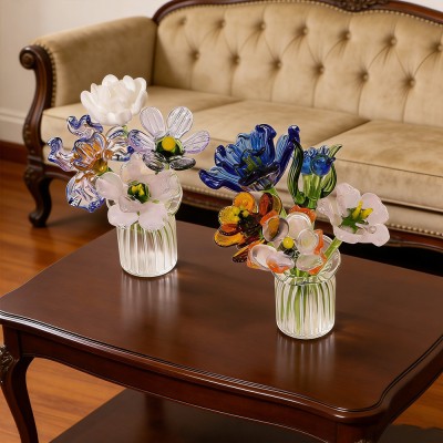 Custom Art Min Birth Month Glass Flower Bouquet Unique Birthday Gift Mother's Day Present For Mum Grandma