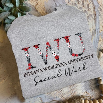 Personalised Embroidered Floral Letter College Sweatshirt Hoodie Graduation Gifts For Sorority 